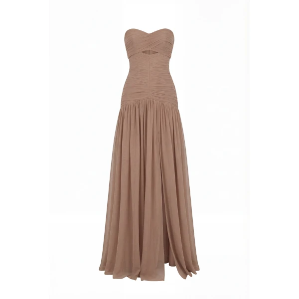 Milla Maxi Dress in Italian Mesh with Corset Bodice