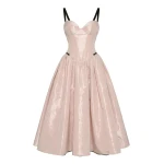 Milla Misty Rose Corset Midi Dress with Contrast Details - Dresses - Ukrainian Luxury Evening Gown at Coveti