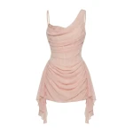 Milla Misty Rose Fitted Mini Dress With Draping - Dresses - Ukrainian Luxury Evening Gown at Coveti Milla Misty Rose Fitted Mini Dress With Draping - Dresses - Ukrainian Luxury Evening Gown at Coveti