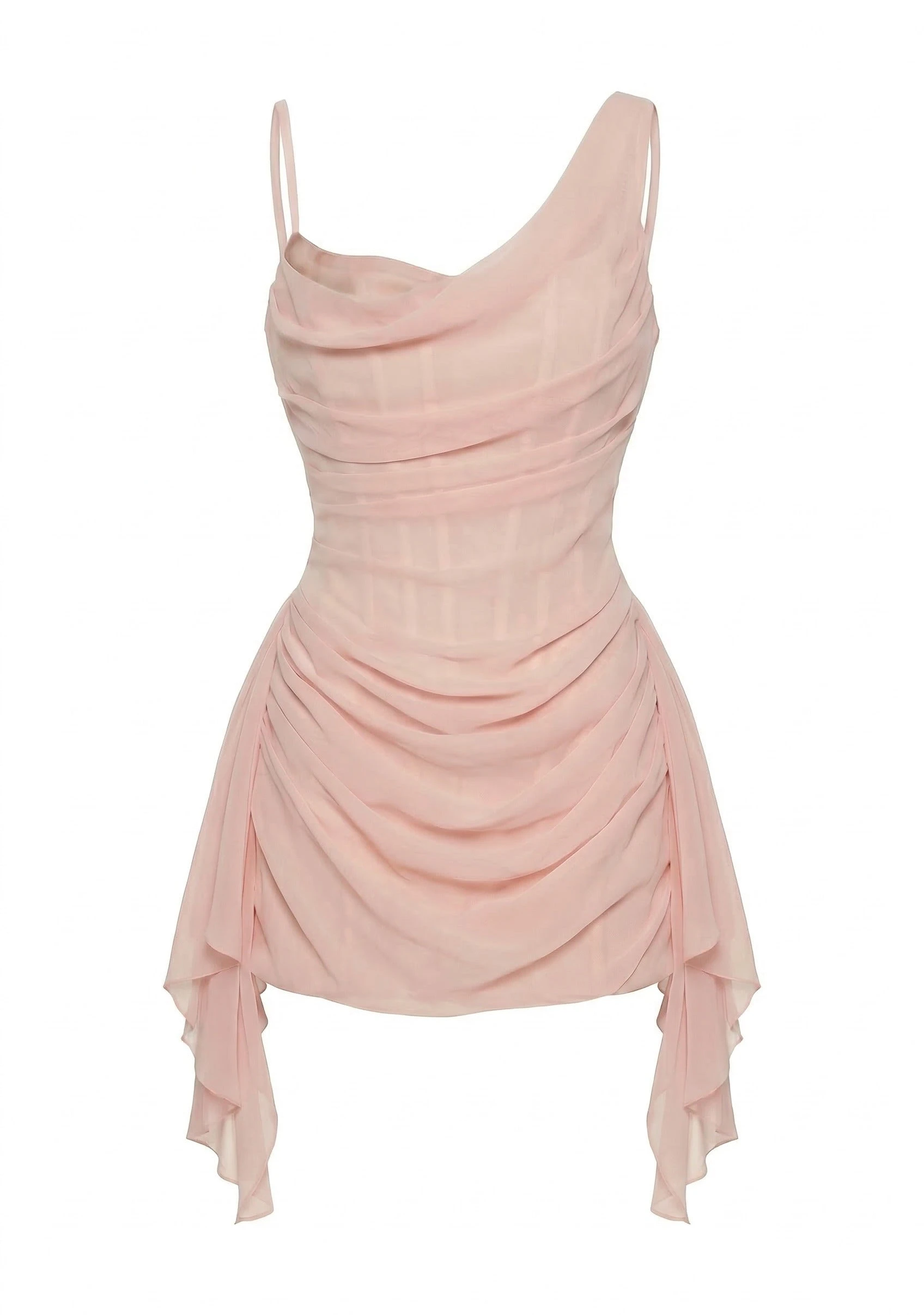 Milla Misty Rose Fitted Mini Dress With Draping - Dresses - Ukrainian Luxury Evening Gown at Coveti Milla Misty Rose Fitted Mini Dress With Draping - Dresses - Ukrainian Luxury Evening Gown at Coveti