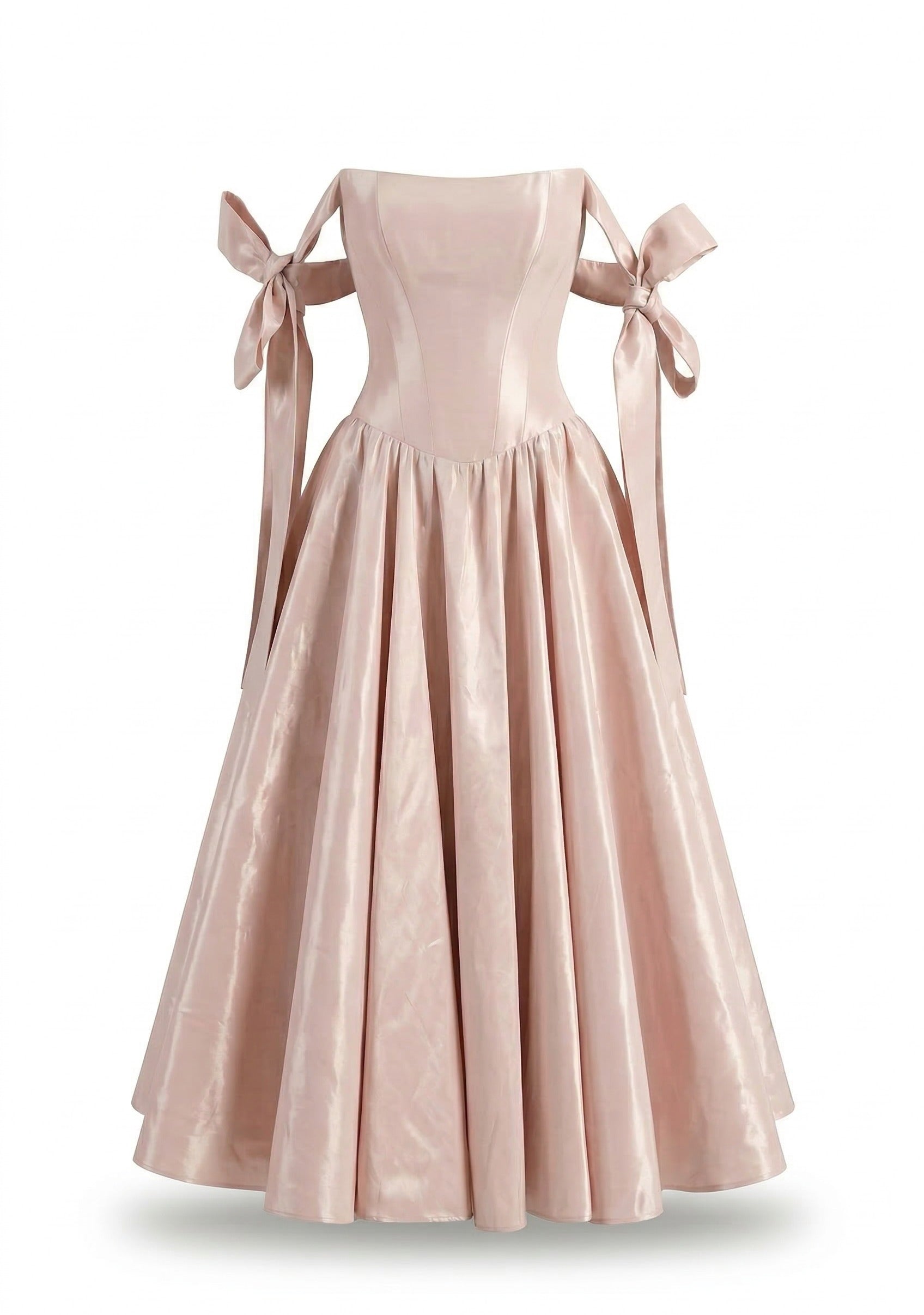 Milla Misty Rose Taffeta Corset Midi Dress - Dresses - Ukrainian Luxury Evening Gown at Coveti