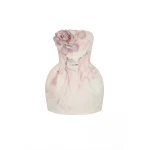 Milla Satin Mini Dress with Artist Print - Dresses - Ukrainian Luxury Evening Gown at Coveti