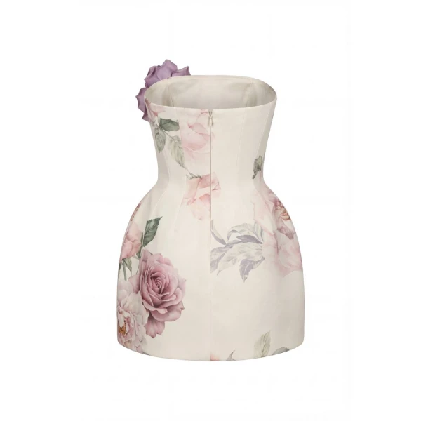 Milla Satin Mini Dress with Artist Print - Dresses - Ukrainian Luxury Evening Gown at Coveti