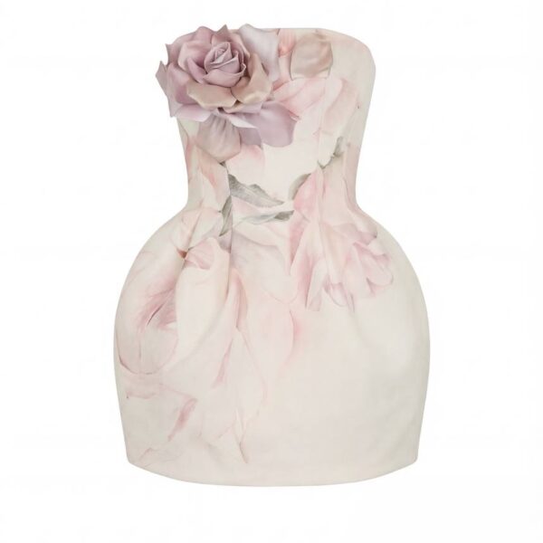 Milla Satin Mini Dress with Artist Print - Dresses - Ukrainian Luxury Evening Gown at Coveti