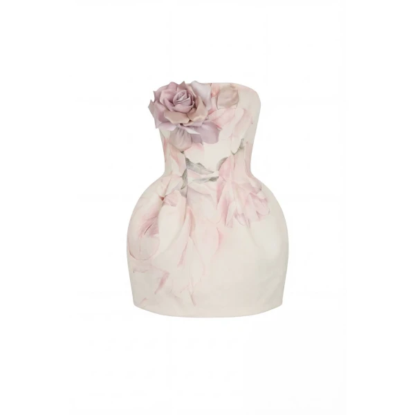 Milla Satin Mini Dress with Artist Print - Dresses - Ukrainian Luxury Evening Gown at Coveti