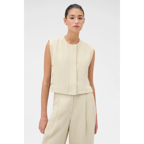 Oroton Button Detail Vest - Oroton Tops - Australian Heritage Luxury - Shop at Coveti