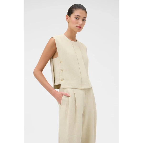 Oroton Button Detail Vest - Oroton Tops - Australian Heritage Luxury - Shop at Coveti