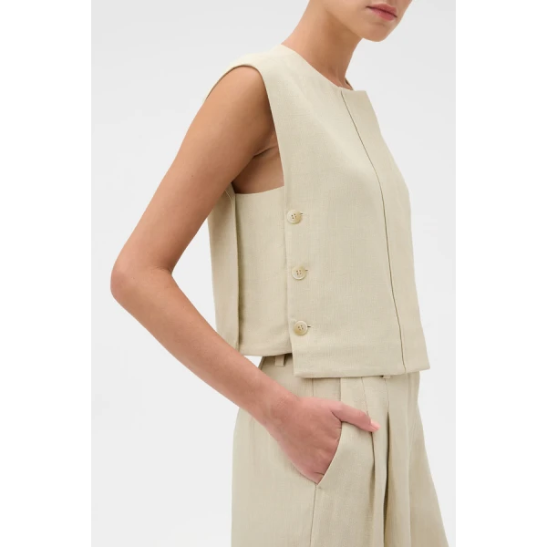 Oroton Button Detail Vest - Oroton Tops - Australian Heritage Luxury - Shop at Coveti