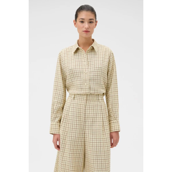 Oroton Check Crop Shirt - Oroton Tops - Australian Heritage Luxury - Shop at Coveti