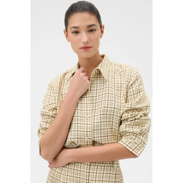 Oroton Check Crop Shirt - Oroton Tops - Australian Heritage Luxury - Shop at Coveti