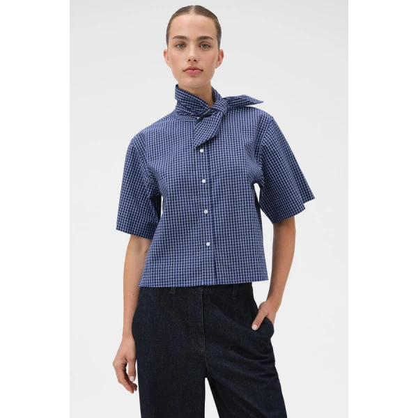 Oroton Check Tie Neck Shirt - Oroton Tops - Australian Heritage Luxury - Shop at Coveti