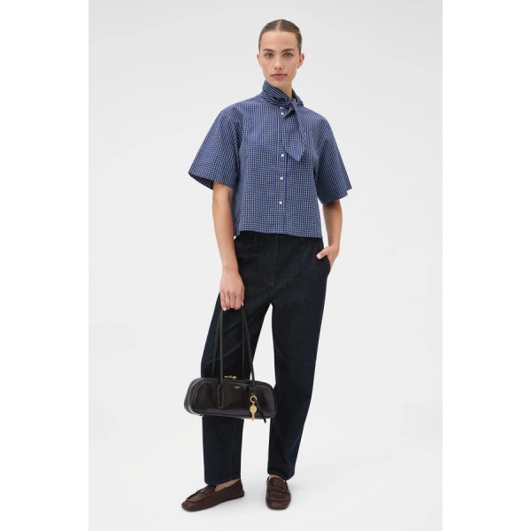 Oroton Check Tie Neck Shirt - Oroton Tops - Australian Heritage Luxury - Shop at Coveti