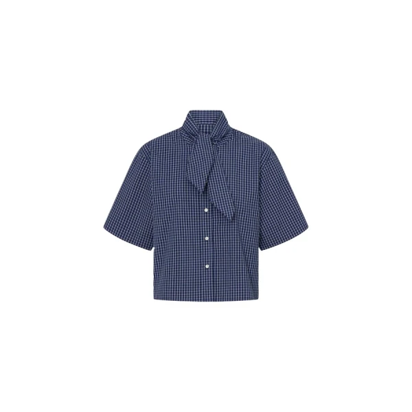 Oroton Check Tie Neck Shirt - Oroton Tops - Australian Heritage Luxury - Shop at Coveti