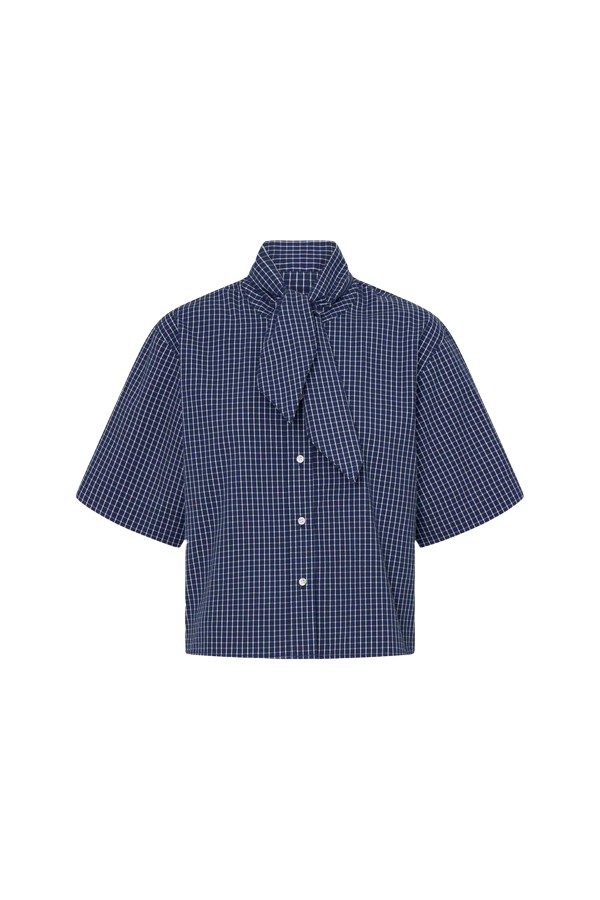 Oroton Check Tie Neck Shirt - Oroton Tops - Australian Heritage Luxury - Shop at Coveti