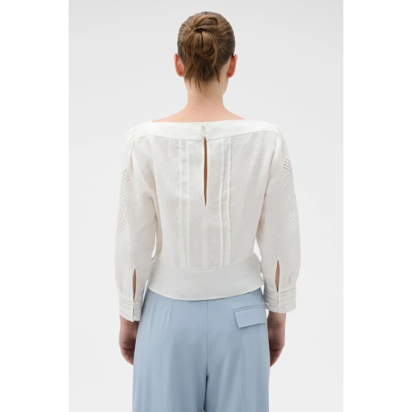 Oroton Drawn Thread Detail Blouse - Oroton Tops - Australian Heritage Luxury - Shop at Coveti