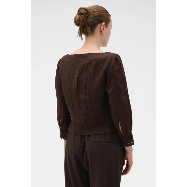 Oroton Drawn Thread Detail Blouse - Oroton Tops - Australian Heritage Luxury - Shop at Coveti