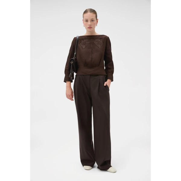Oroton Drawn Thread Detail Blouse - Oroton Tops - Australian Heritage Luxury - Shop at Coveti