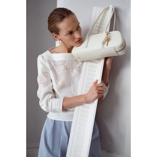 Oroton Drawn Thread Detail Blouse - Oroton Tops - Australian Heritage Luxury - Shop at Coveti