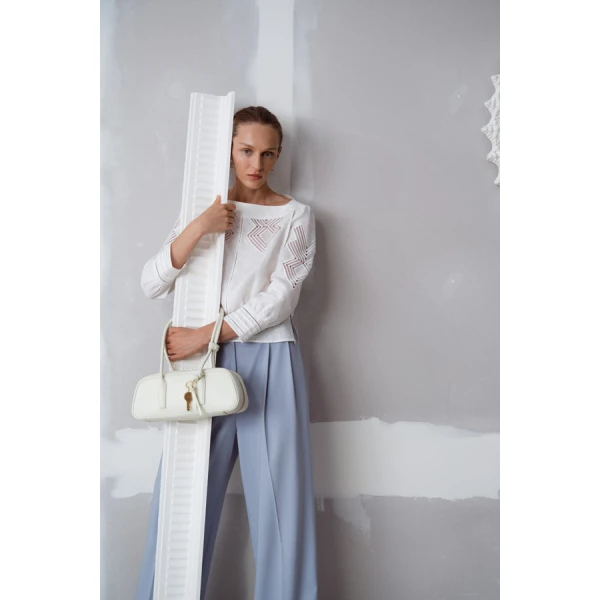 Oroton Drawn Thread Detail Blouse - Oroton Tops - Australian Heritage Luxury - Shop at Coveti