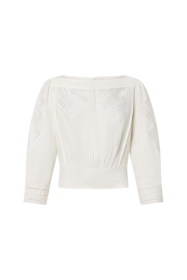 Oroton Drawn Thread Detail Blouse - Oroton Tops - Australian Heritage Luxury - Shop at Coveti