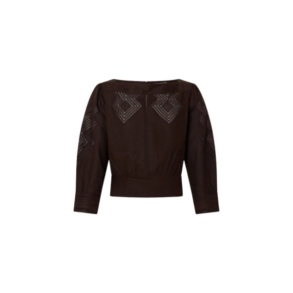 Oroton Drawn Thread Detail Blouse - Oroton Tops - Australian Heritage Luxury - Shop at Coveti