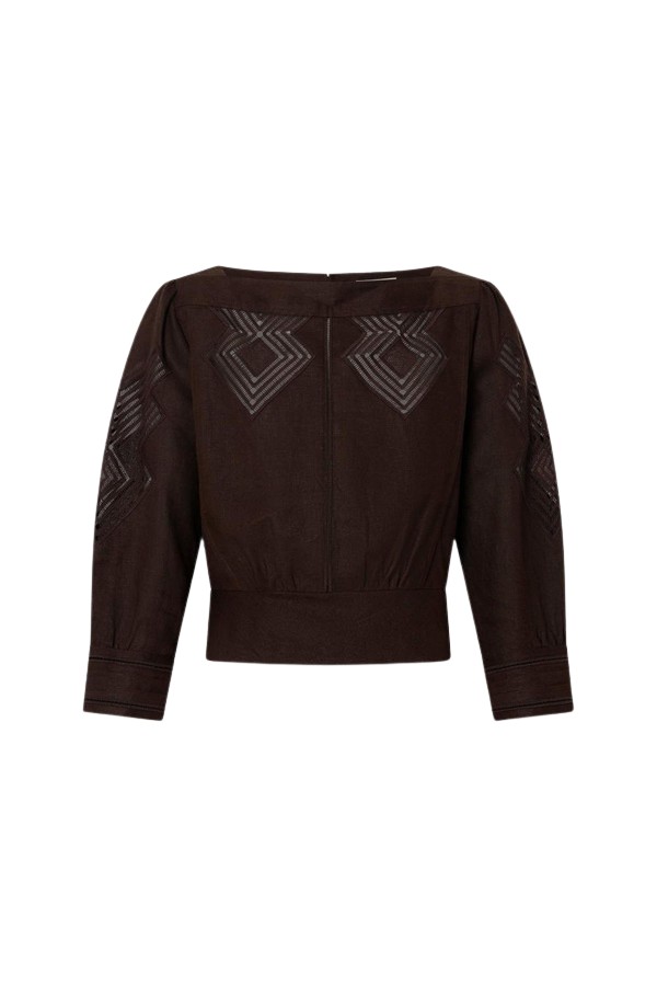 Oroton Drawn Thread Detail Blouse - Oroton Tops - Australian Heritage Luxury - Shop at Coveti