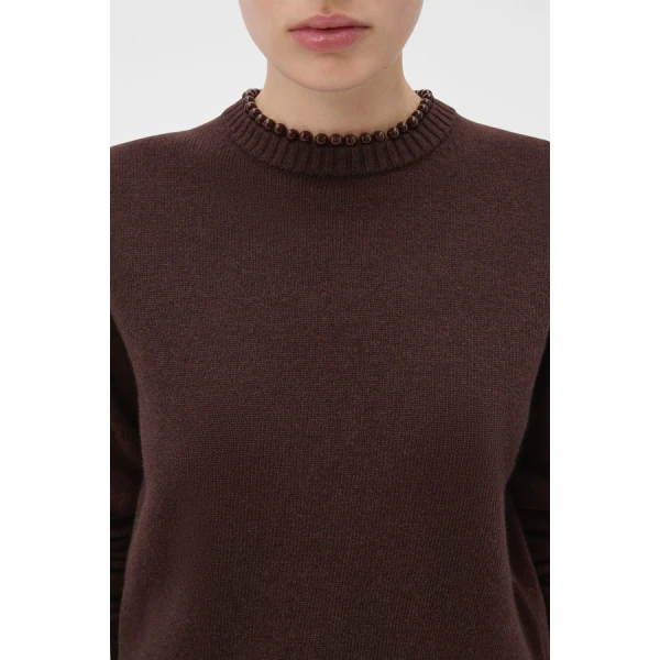 Oroton Embellished Rib Knit Crew - Oroton Knitwear - Australian Heritage Luxury - Shop at Coveti
