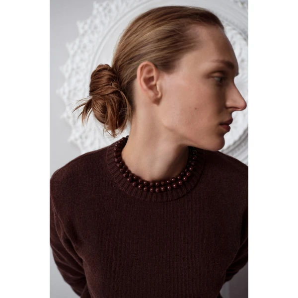 Oroton Embellished Rib Knit Crew - Oroton Knitwear - Australian Heritage Luxury - Shop at Coveti