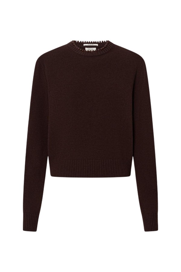 Oroton Embellished Rib Knit Crew - Oroton Knitwear - Australian Heritage Luxury - Shop at Coveti