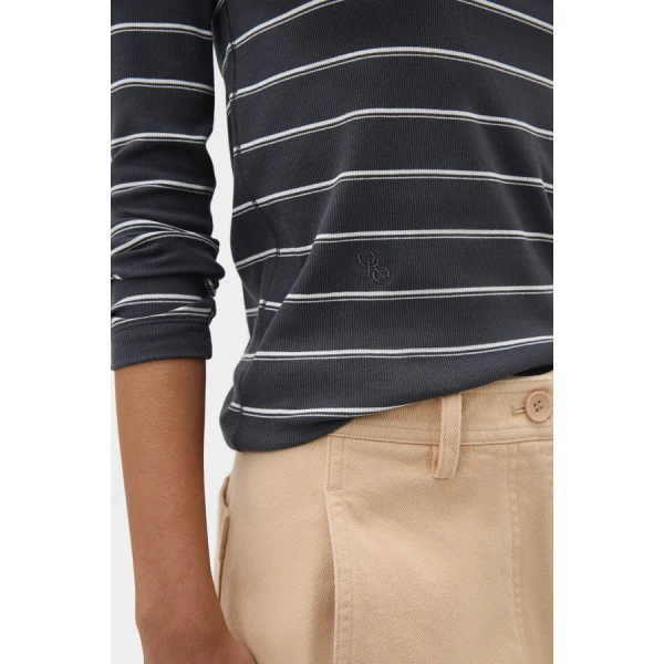 Oroton Eve Fine Rib Long Sleeve Stripe Tee - Oroton Tops - Australian Heritage Luxury - Shop at Coveti