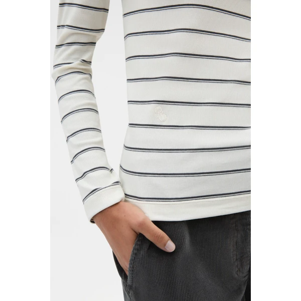Oroton Eve Fine Rib Long Sleeve Stripe Tee - Oroton Tops - Australian Heritage Luxury - Shop at Coveti