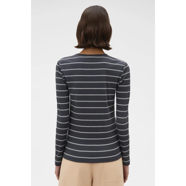 Oroton Eve Fine Rib Long Sleeve Stripe Tee - Oroton Tops - Australian Heritage Luxury - Shop at Coveti