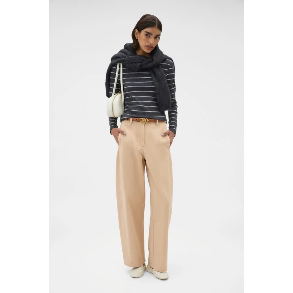Oroton Eve Fine Rib Long Sleeve Stripe Tee - Oroton Tops - Australian Heritage Luxury - Shop at Coveti