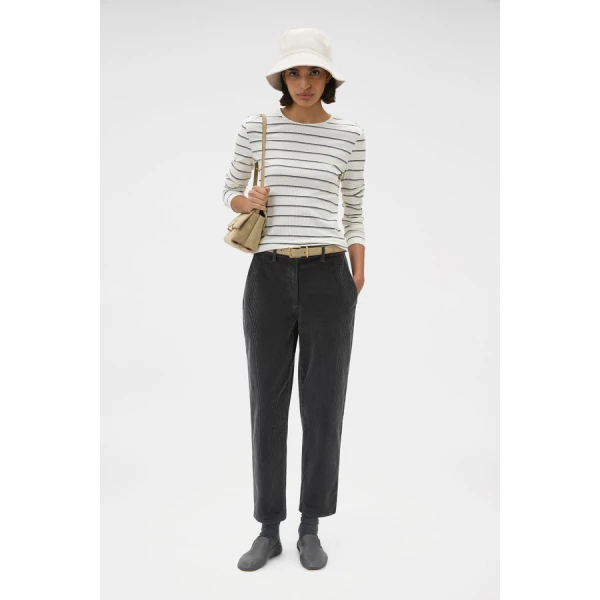 Oroton Eve Fine Rib Long Sleeve Stripe Tee - Oroton Tops - Australian Heritage Luxury - Shop at Coveti