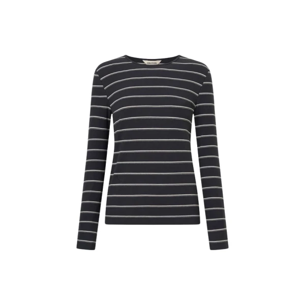 Oroton Eve Fine Rib Long Sleeve Stripe Tee - Oroton Tops - Australian Heritage Luxury - Shop at Coveti