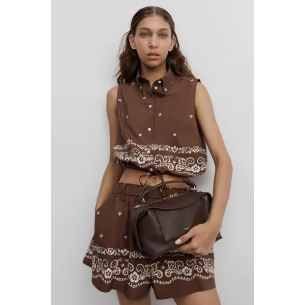 Oroton Floral Bandana Crop Shirt - Oroton Tops - Australian Heritage Luxury - Shop at Coveti