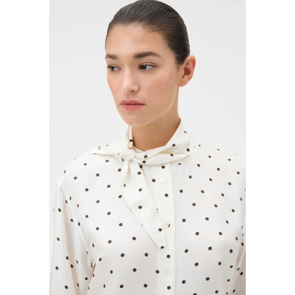 Oroton Graphic Spot Tie Neck Shirt - Oroton Tops - Australian Heritage Luxury - Shop at Coveti