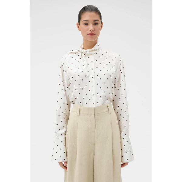 Oroton Graphic Spot Tie Neck Shirt - Oroton Tops - Australian Heritage Luxury - Shop at Coveti