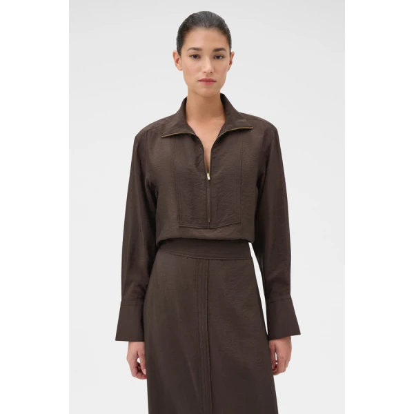 Oroton Half Placket Zip Shirt - Oroton Tops - Australian Heritage Luxury - Shop at Coveti
