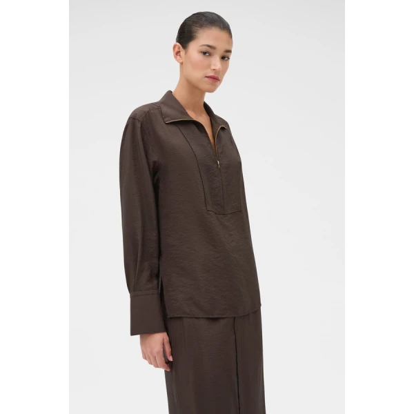 Oroton Half Placket Zip Shirt - Oroton Tops - Australian Heritage Luxury - Shop at Coveti