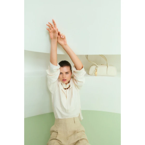 Oroton Half Placket Zip Shirt - Oroton Tops - Australian Heritage Luxury - Shop at Coveti