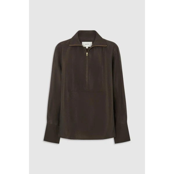 Oroton Half Placket Zip Shirt - Oroton Tops - Australian Heritage Luxury - Shop at Coveti