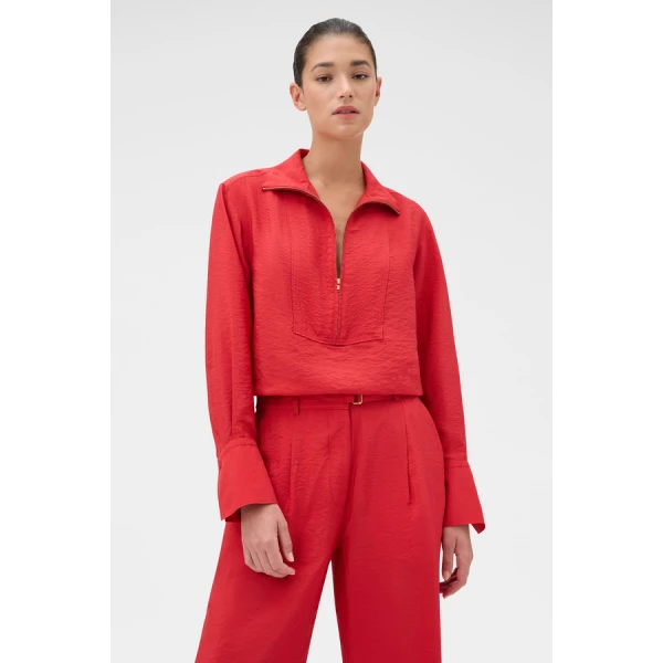 Oroton Half Placket Zip Shirt - Oroton Tops - Australian Heritage Luxury - Shop at Coveti