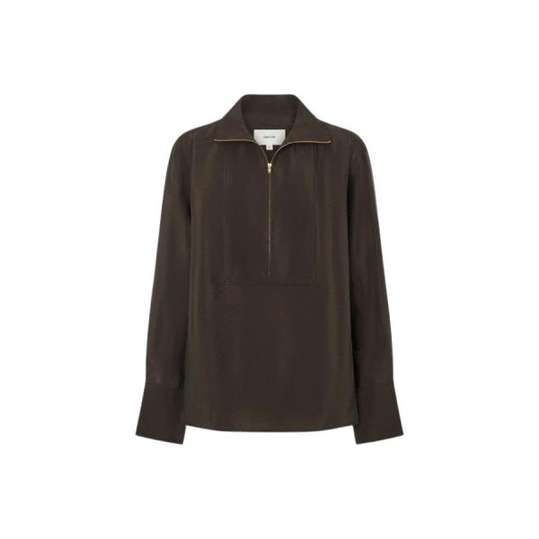 Oroton Half Placket Zip Shirt - Oroton Tops - Australian Heritage Luxury - Shop at Coveti