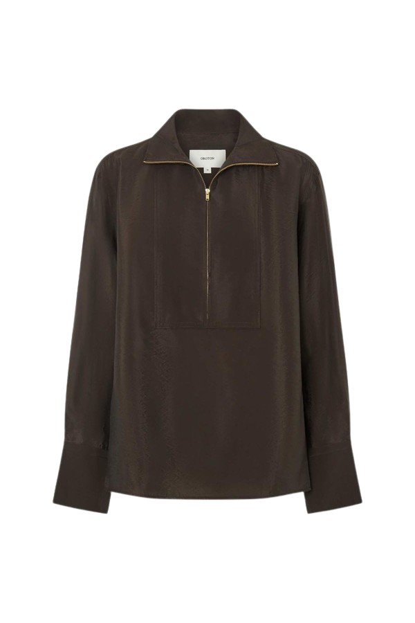 Oroton Half Placket Zip Shirt - Oroton Tops - Australian Heritage Luxury - Shop at Coveti
