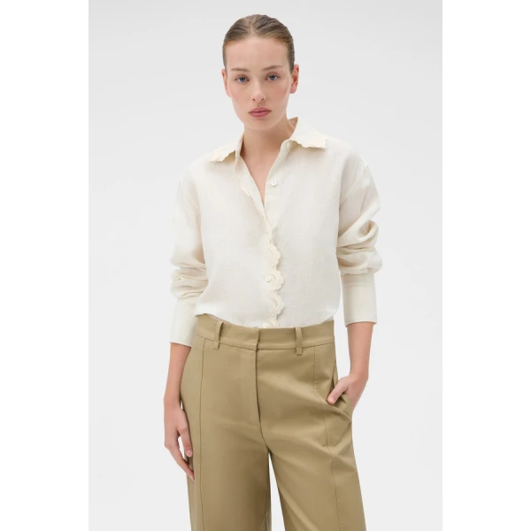 Oroton Lace Trim Shirt - Oroton Tops - Australian Heritage Luxury - Shop at Coveti