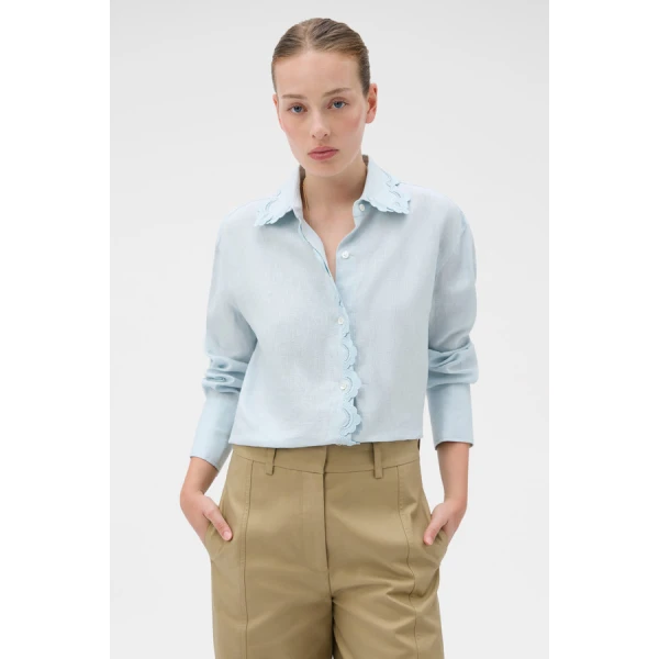 Oroton Lace Trim Shirt - Oroton Tops - Australian Heritage Luxury - Shop at Coveti