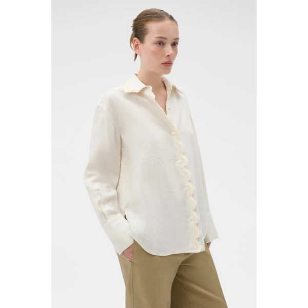 Oroton Lace Trim Shirt - Oroton Tops - Australian Heritage Luxury - Shop at Coveti