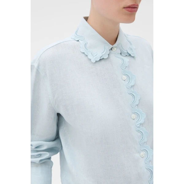 Oroton Lace Trim Shirt - Oroton Tops - Australian Heritage Luxury - Shop at Coveti
