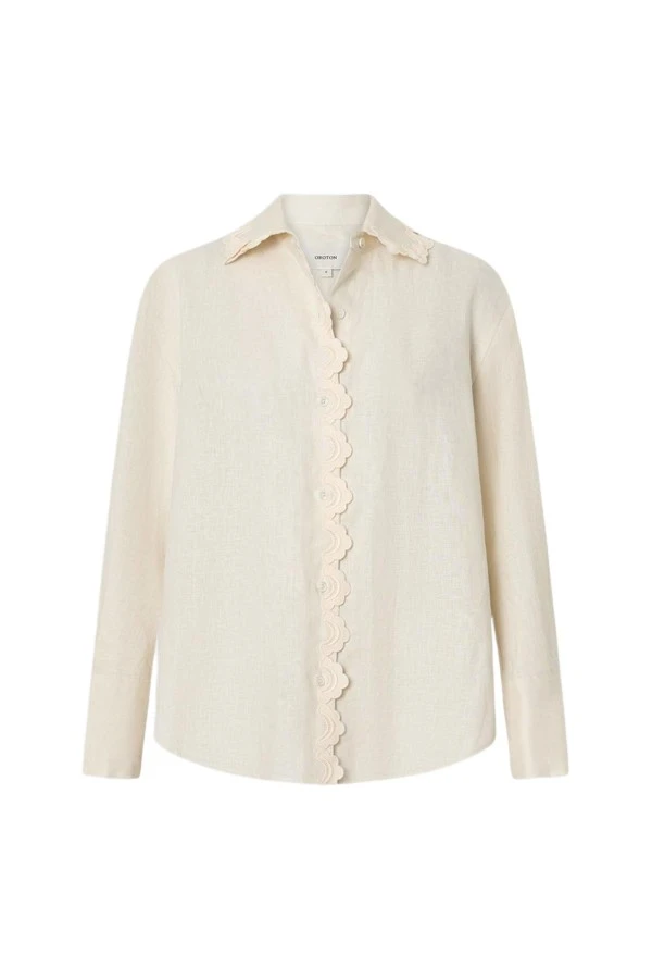 Oroton-Lace-Trim-Shirt-696998_nobg Oroton Lace Trim Shirt - Oroton Tops - Australian Heritage Luxury - Shop at Coveti
